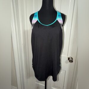 ZeroXposur Black swim Tank Top with Teal and Purple Accents women’s XL